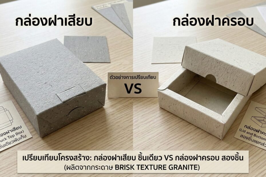 โครงสร้างกล่องสินค้า: กล่องฝาเสียบ vs กล่องฝาครอบ เลือกแบบไหนให้เหมาะกับแบรนด์คุณ